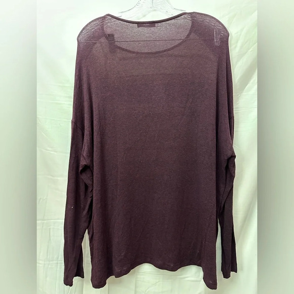 Zara Collection Sheer Striped Maroon Drop Shoulder Top Size Medium - Picture 3 of 3